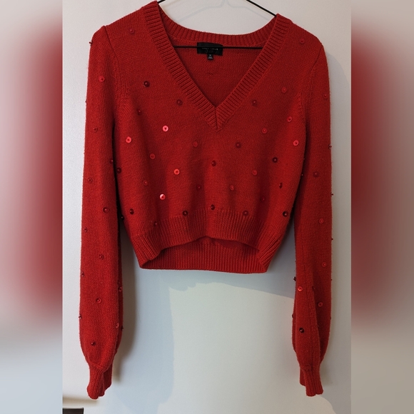 MAJORELLE - Sequin sweater in red, size XXS - Picture 2 of 9
